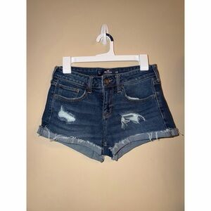 Hollister Dark Blue Distressed Boyfriend Shorts
